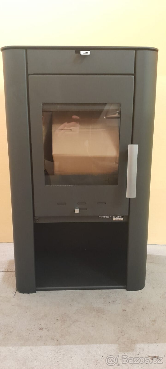 Nová krbová kamna - 6 kW, černá, 86,8 x 52 x 33 cm