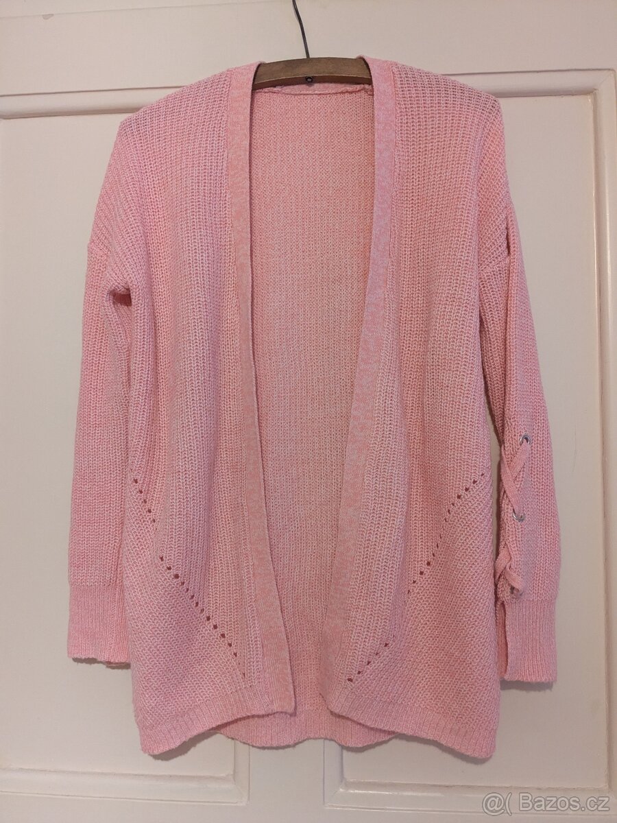 Krásný růžový svetřík/cardigan - uni velikost