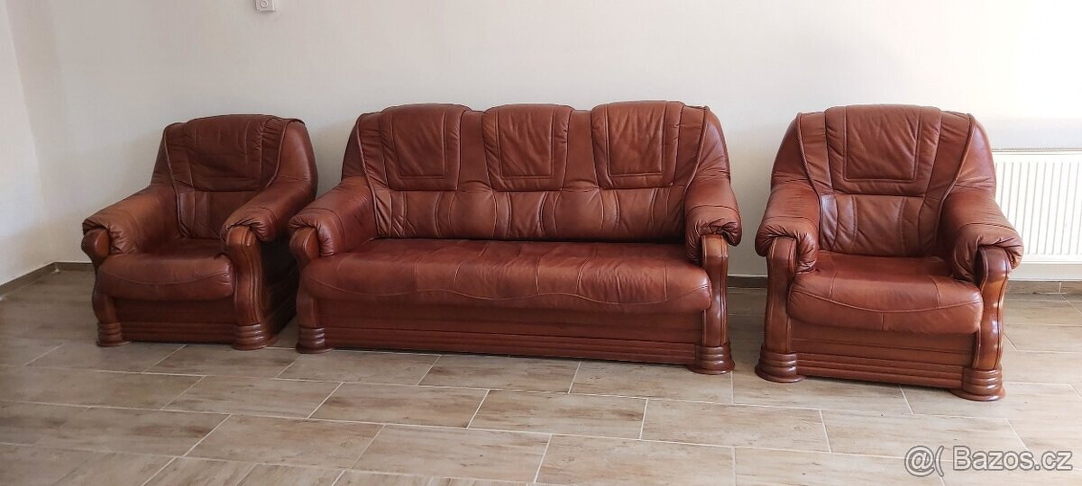 Chesterfield kožená sedačka - pravá kůže