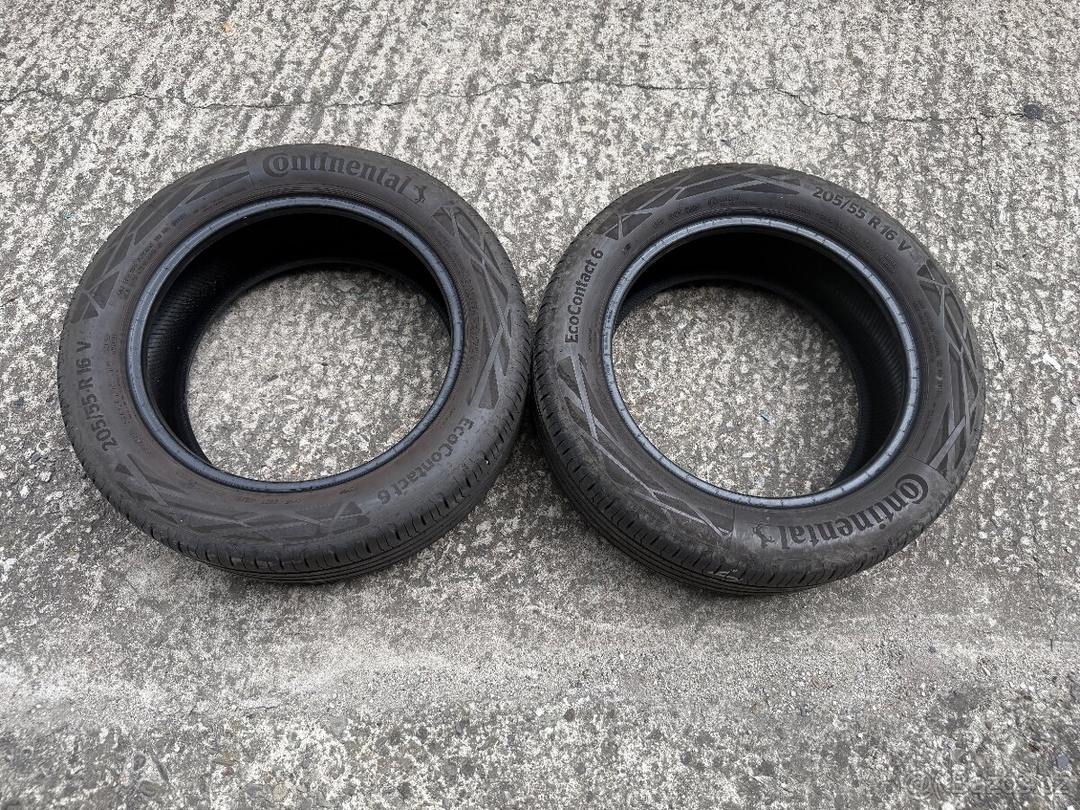 2ks letní pneu Continental - 205/55/16 vzorek 6mm