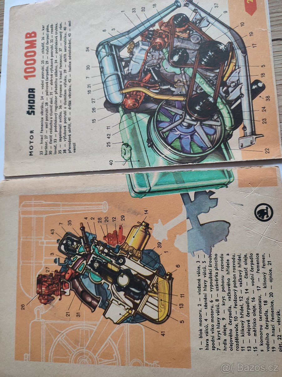 Škoda 1000 mb motor+ převvodovk+, diferenciál, pérování+ řez