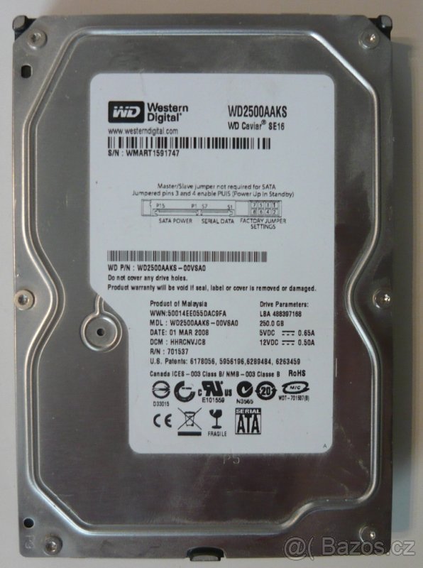 WD Caviar Blue 250GB 3.5" SATA II WD2500AAKS