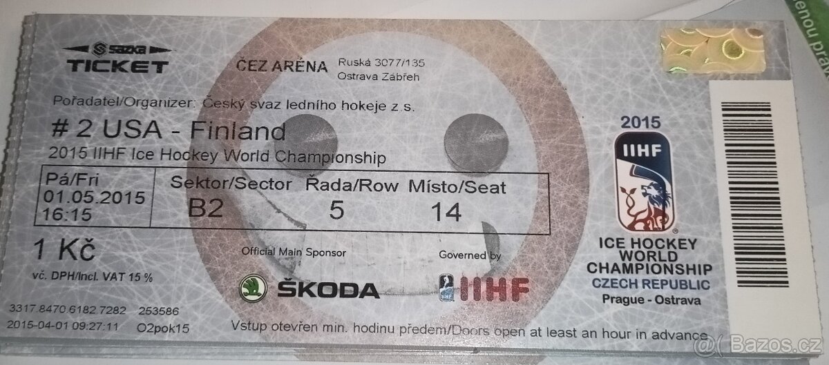 MS 2015 v Hokeji: USA-Finsko