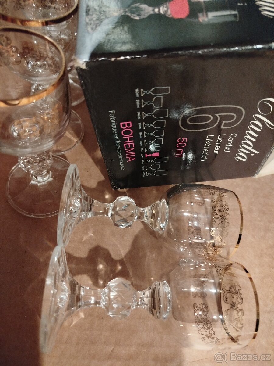 Skleničky Bohemia Claudia pozlacené