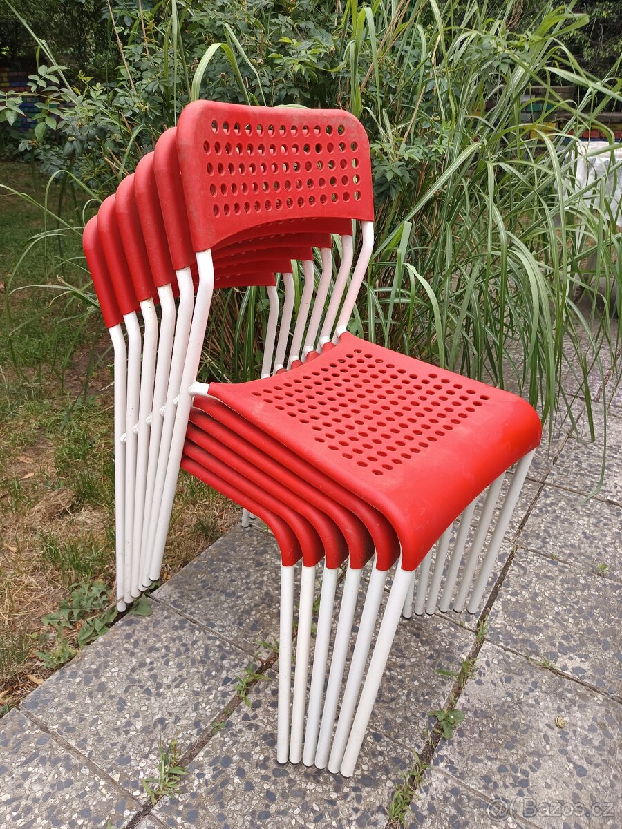 6 ks IKEA židle červená Adde