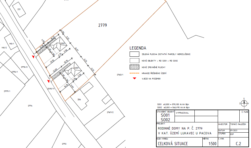 prodej pozemku se stavebním povolením na rodinné domy