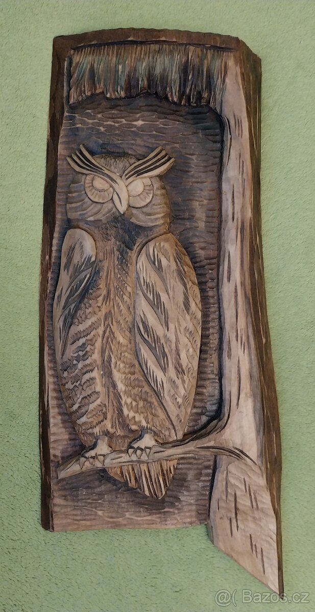 Obraz - drevo - sova - 42 cm
