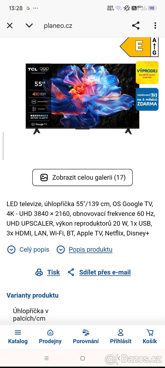 Android TV TCL 139cm