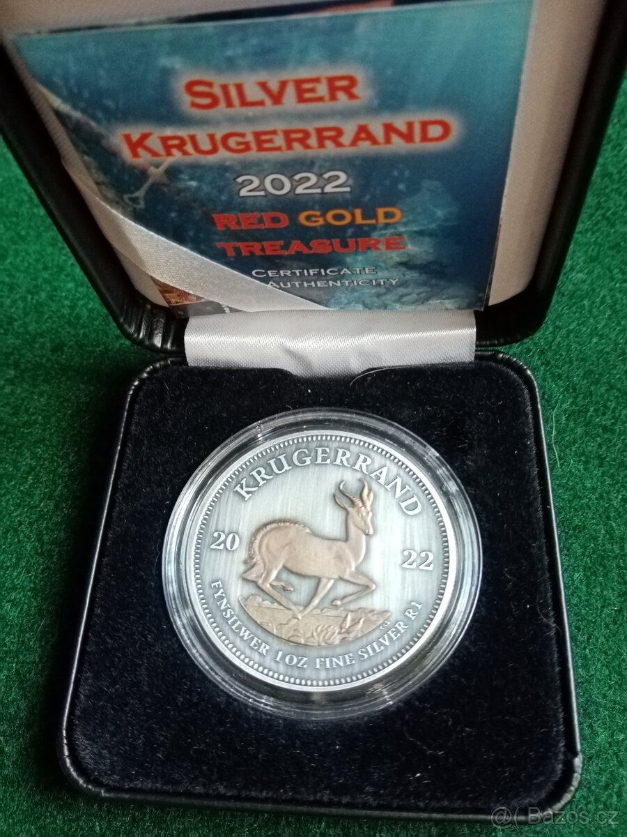 1 oz stříbrná mince Krugerrand Red Gold Treasure 2022