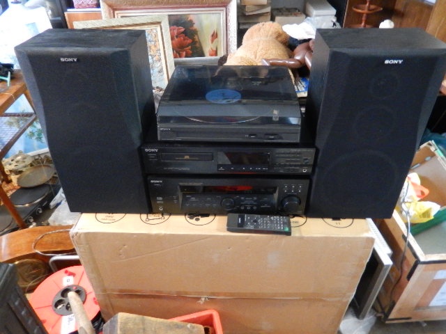 Sony věž- zesilovač, tuner, gramofon, CD přehravač, bedny