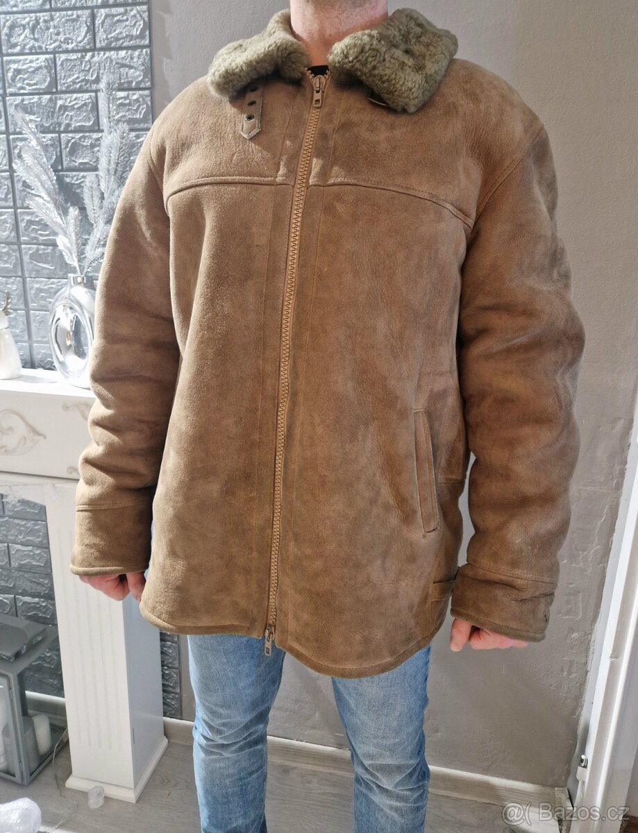 Pánská beraní bunda / shearling kabát L/XL