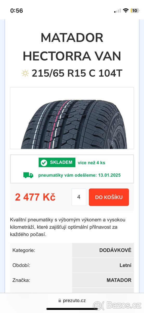 letní pneu 215/65R15C