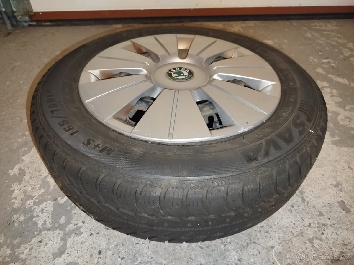 4ks plech disků Škoda Fabia + pneumatiky + poklice