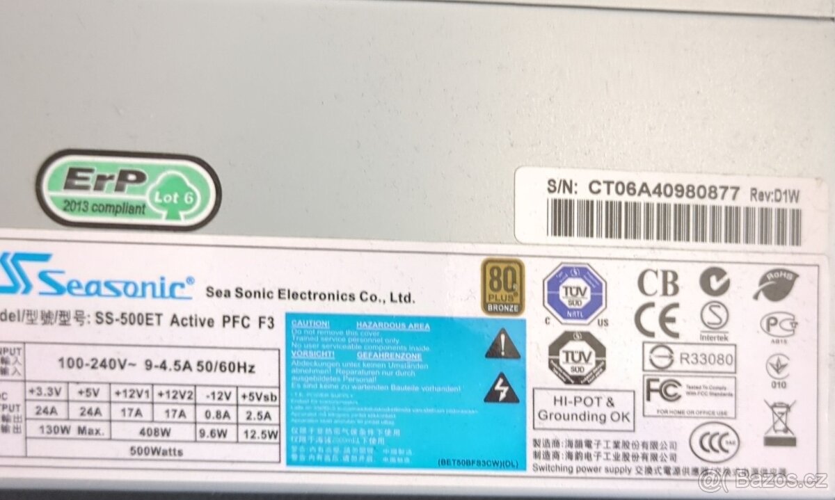 Zdroj Seasonic SS-500ET Active PFC F3