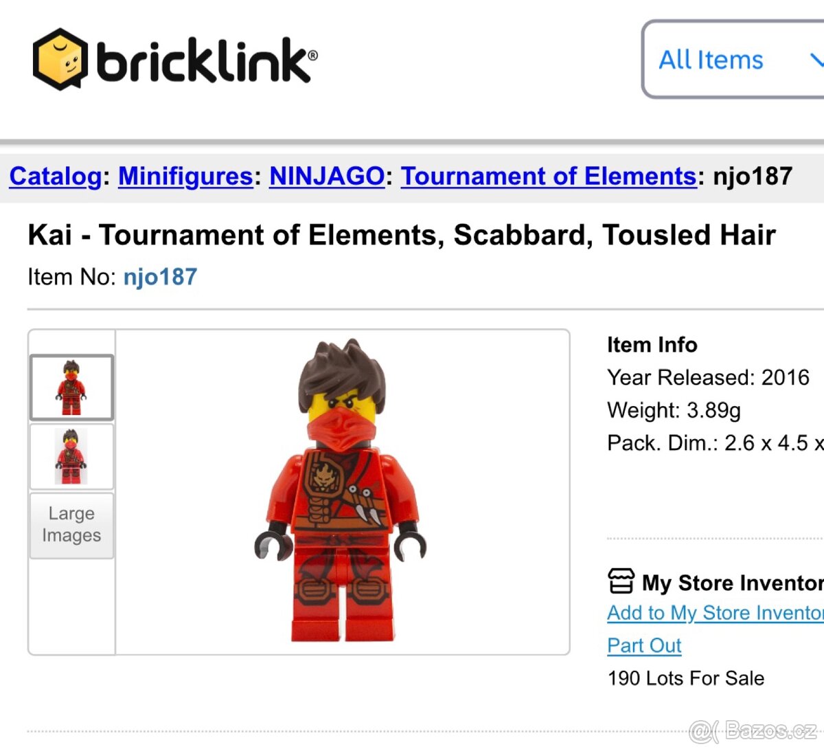 Lego Ninjago njo187 Kai - Tournament of Elements