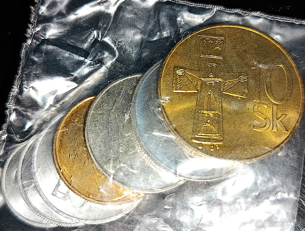 Sada slovenských mincí - 10 Halierov - 10 Korun 1993/4 UNC
