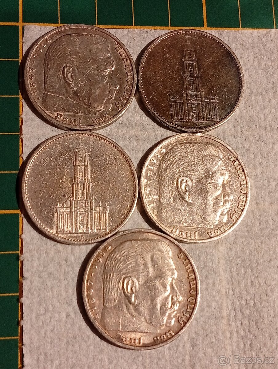 💥 5x 5 MARK. SBÍRKA STŘÍBRNÝCH MINCÍ 💥