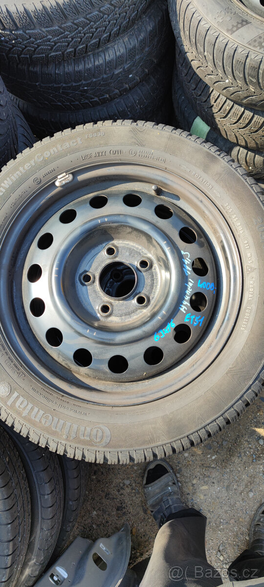 Ocelové disky s pneu, ET 51, 6Jx16, Hyundai, Kia, 5x114,3.