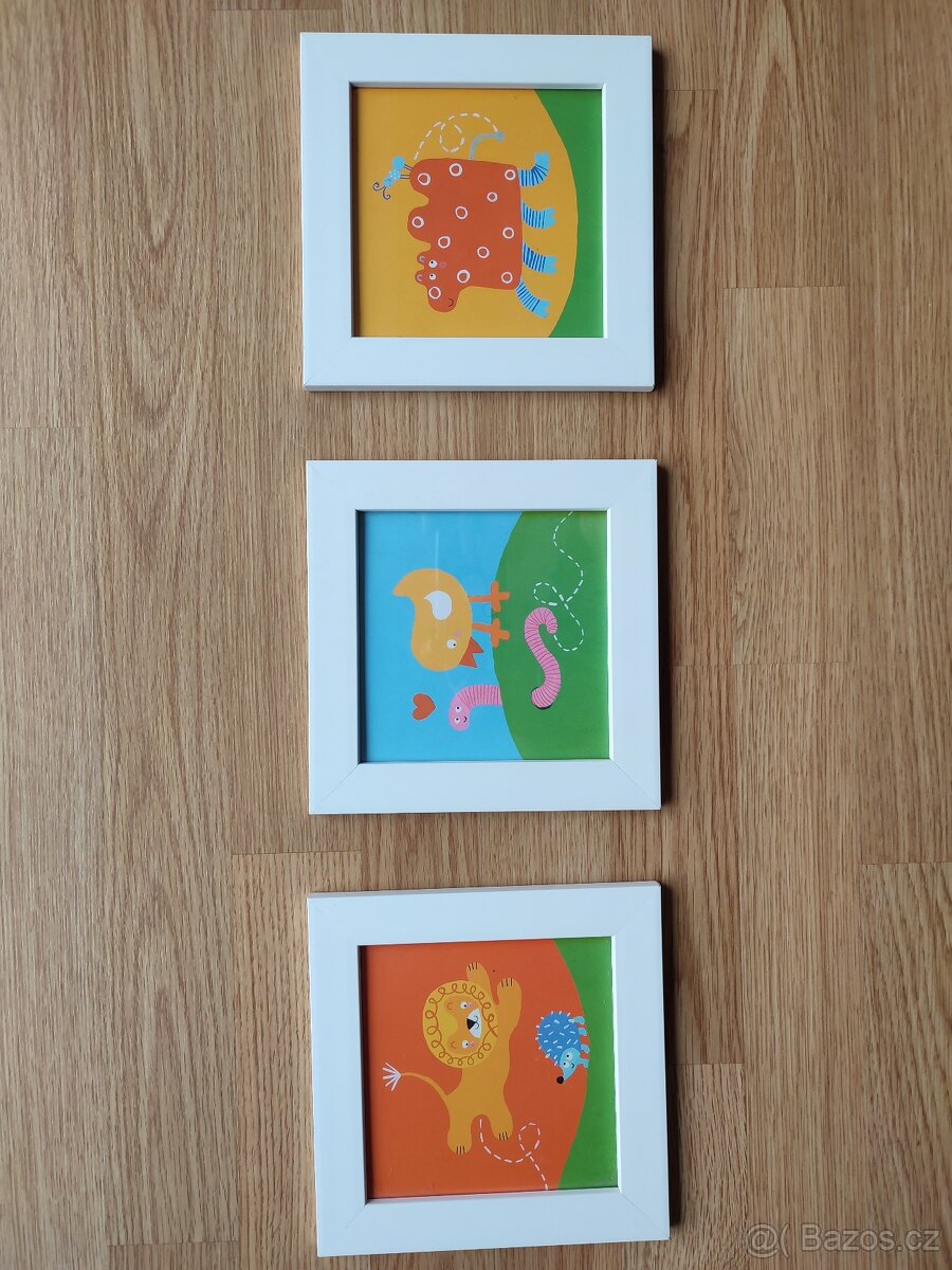 Sada 3 ks dětské obrázky - IKEA rozměr 17,5 x 17,5 cm
