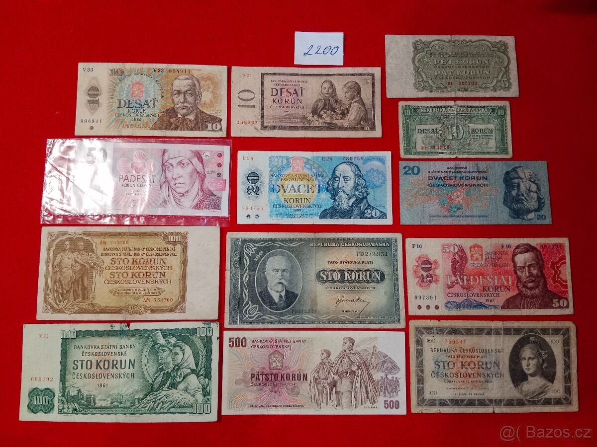 Československé bankovky 13 ks