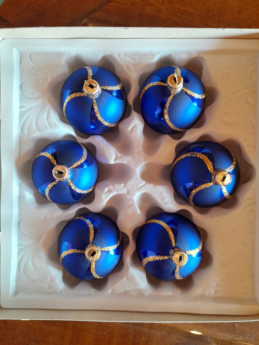 VÁNOČNÍ OZDOBY RETRO SKLENĚNÁ nepoužitá SADA