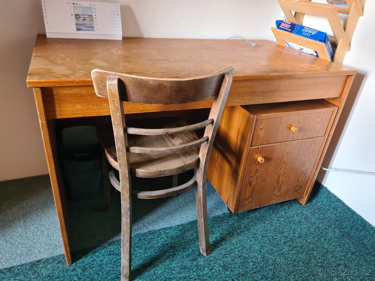 Psací stůl masív 120x64x74 cm (šxhxv), vč.kontejneru se šupl