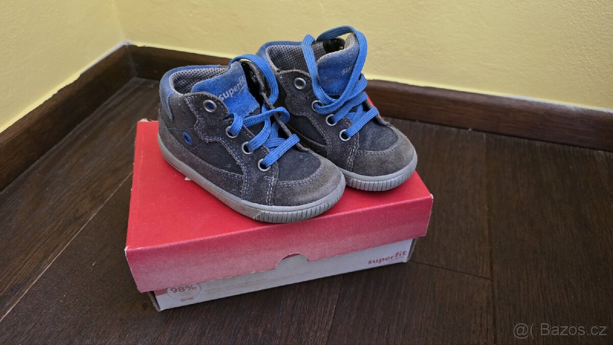 Celoroční boty Superfit GRAU/BLAU VELOUR/TEXTIL MOPPY v. 22