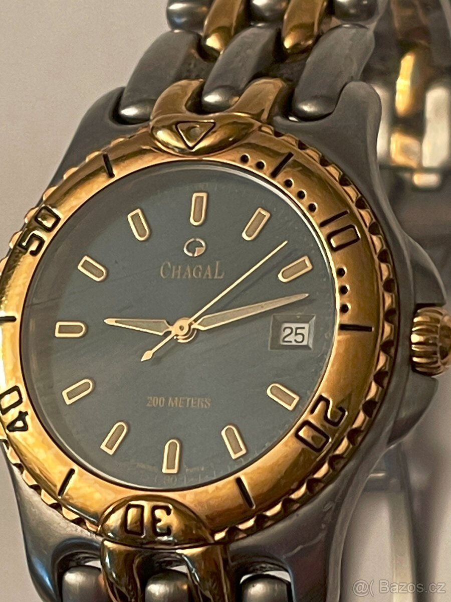 Masivni hodinky Chagal, swiss made, saphyrové sklo, 200m vod