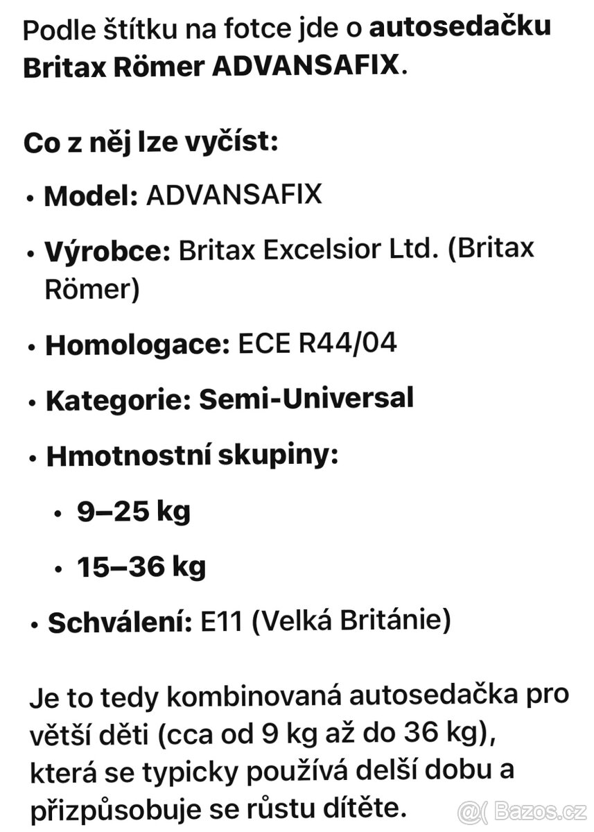 Autosedačka Britax römer
