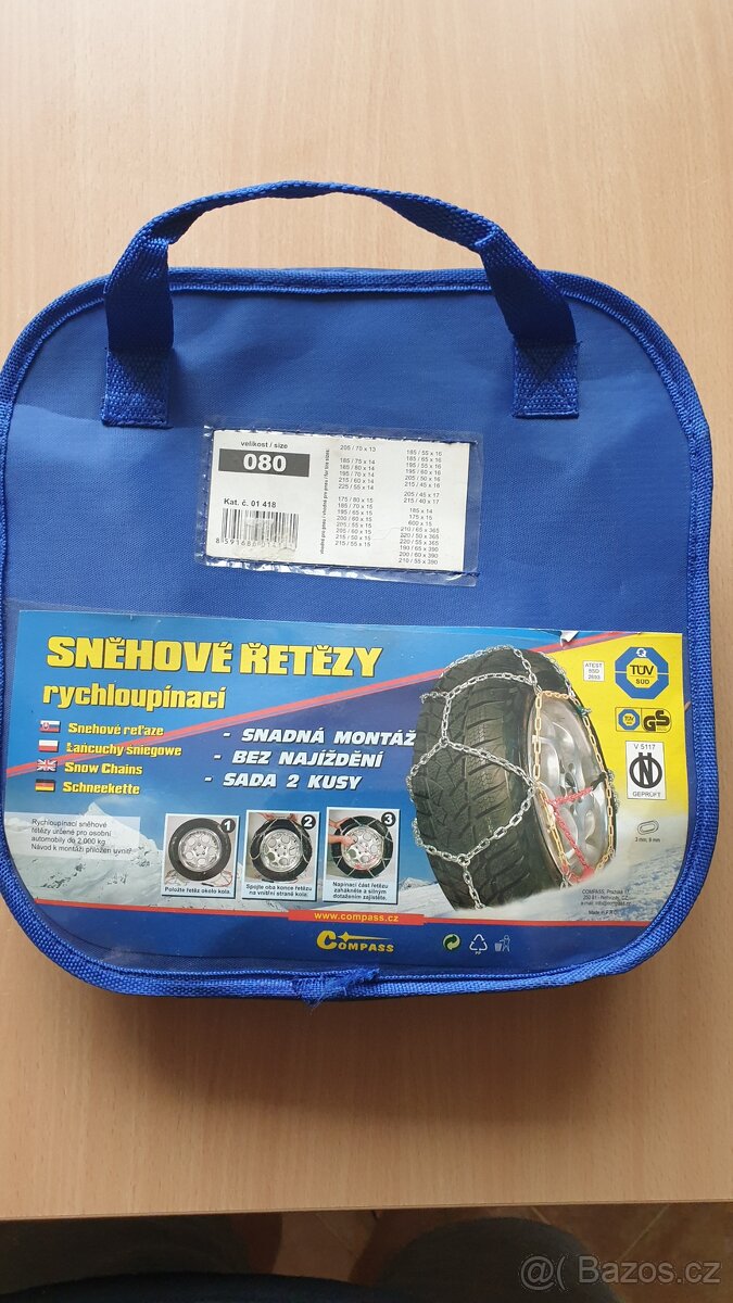 Rychloupínací sněhové řetězy vel.080 SLEVA