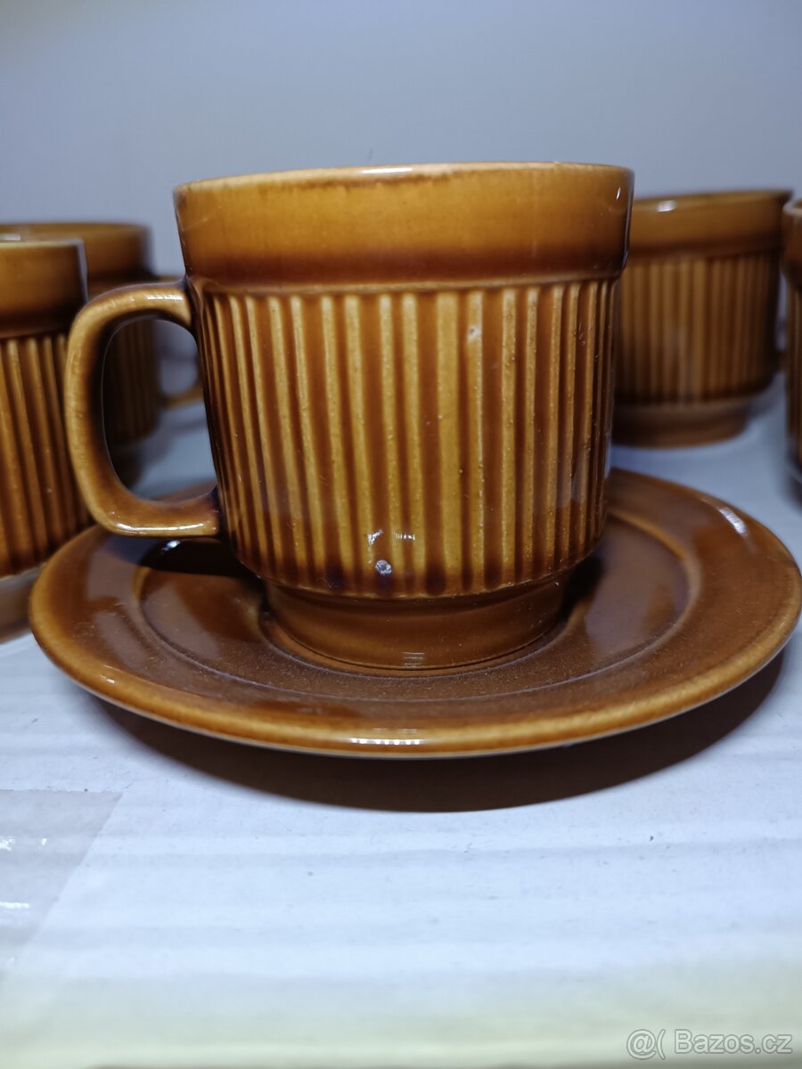 Retro šálky s podšálky sada 6 + 6 Kera vitral