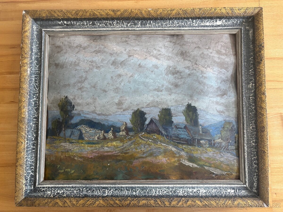 Obraz Miroslav Procházka, Valašské chalupy, olej 65x80