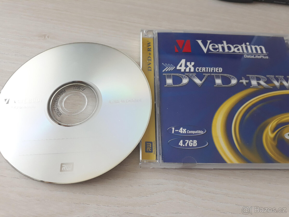 DVD+RW 4x Verbatim AZO 4,7 GB použité, funkční