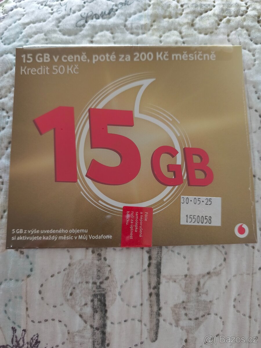 Předplacená karta Vodafone - Zlatá karta