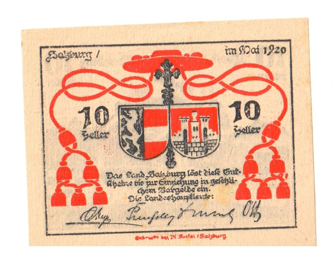 Nouzová bankovka Salzburg 10 heller