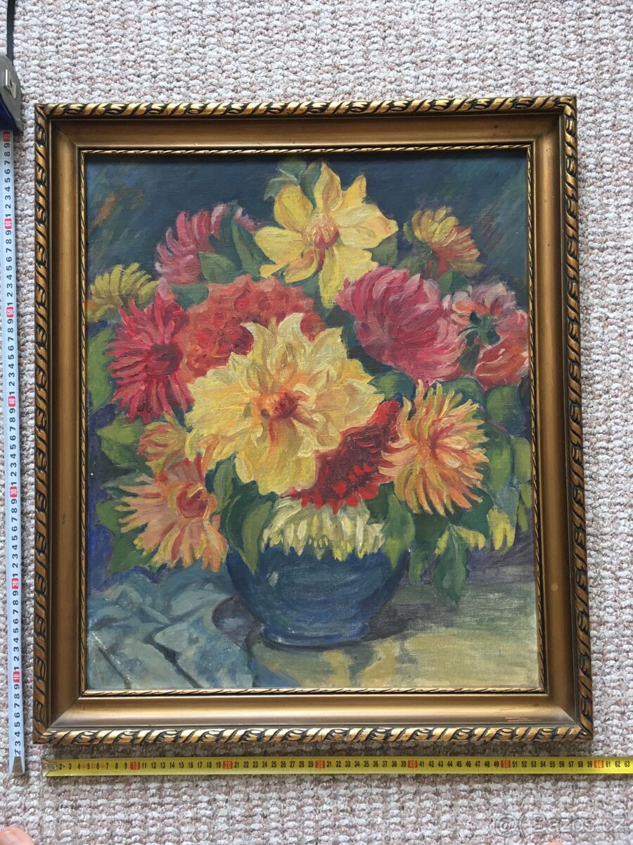 Obraz - Květiny, cca 60x70 včetně rámu.