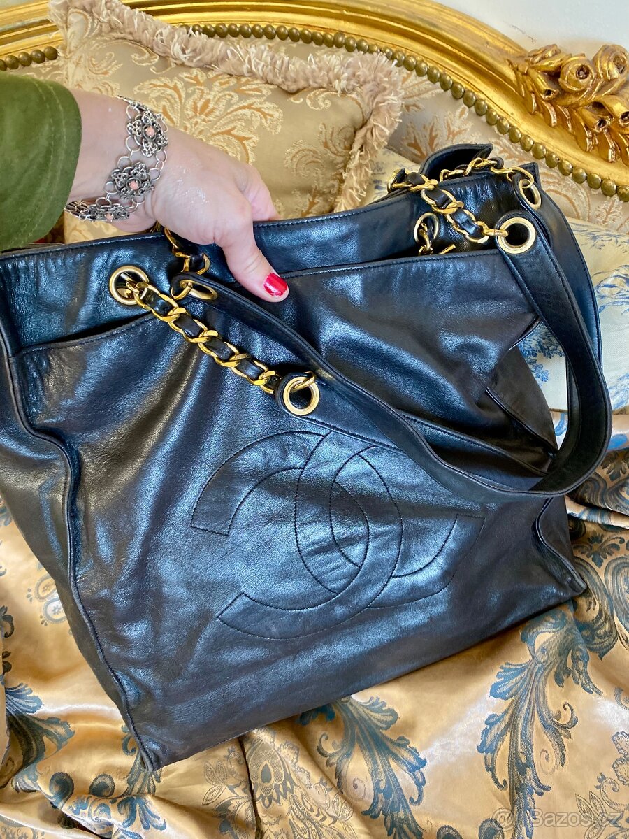 Vintage cc chain leather tote CHANEL
