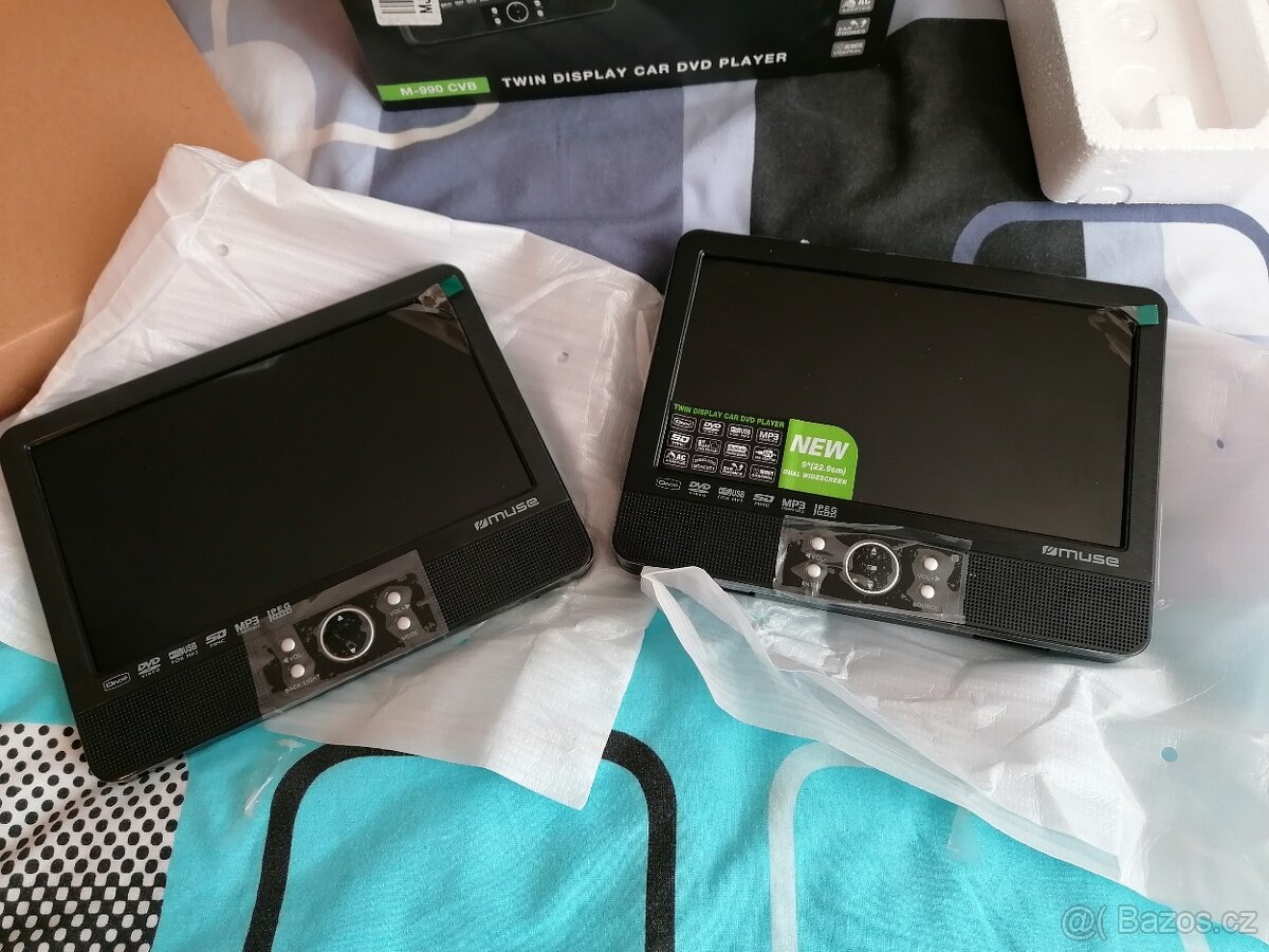 Přenosný DVD přehrávač MUSE do auta – 2 obrazovky
