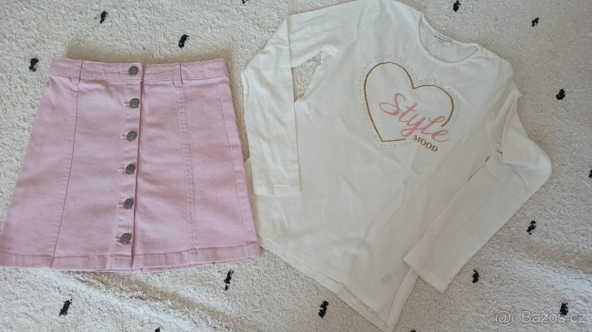 Dívčí sukně + tričko - vel. 152 - nové