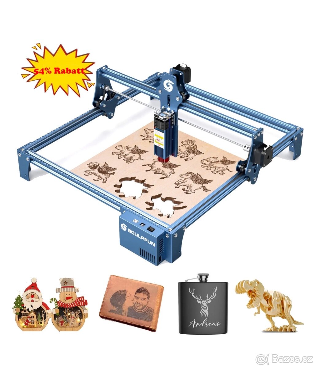SCULPFUN S9 Laserový gravírovací stroj - 90W 410x400mm