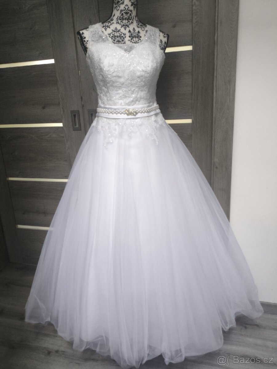 Krajkovo-tylové svatební šaty 36/38/40