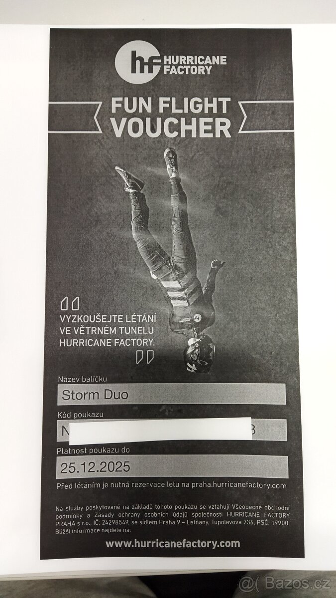 HRRICANE FACTORY - Praha - letání ve větrném tunelu -  pro 2