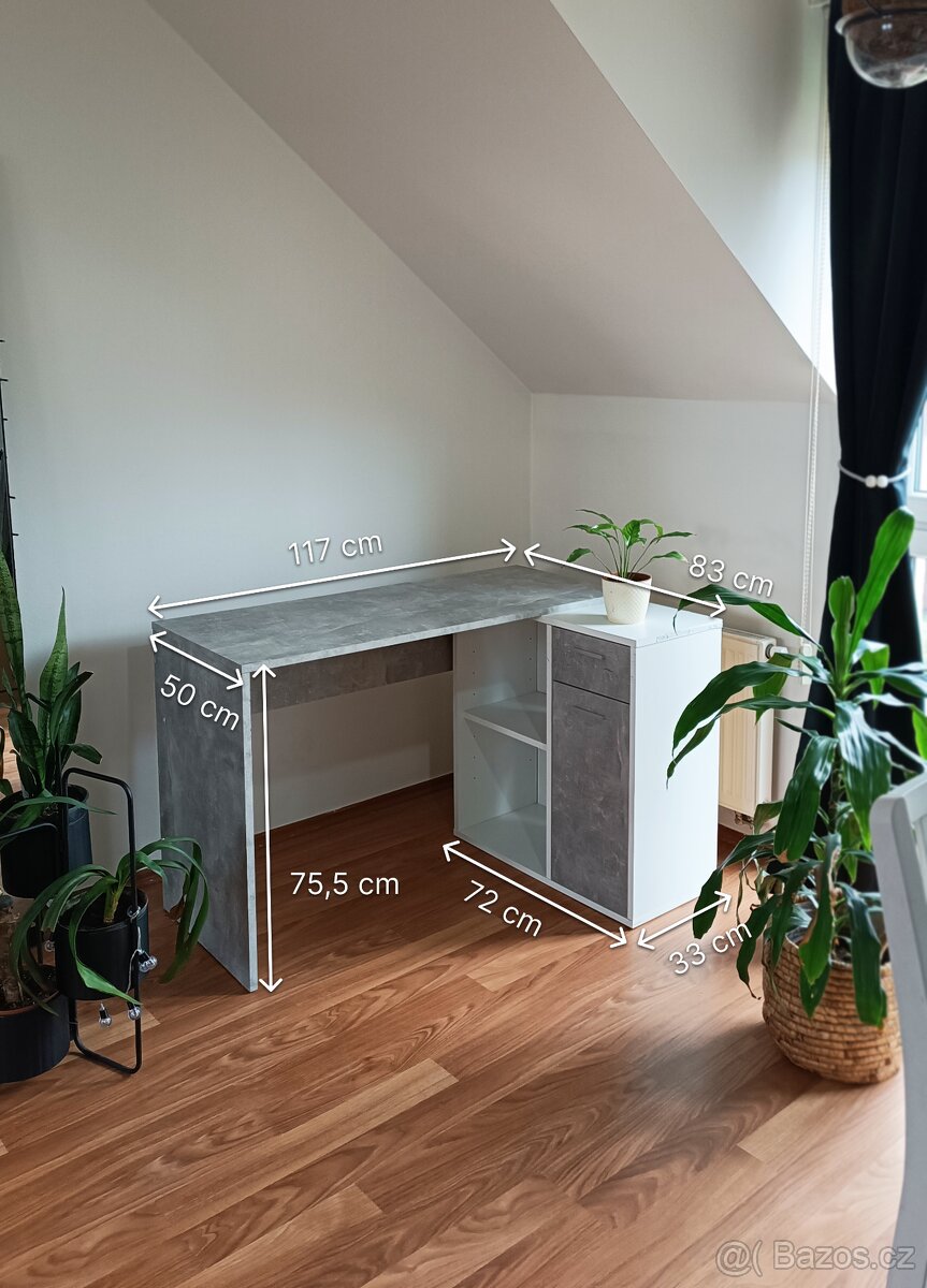 Moderní rohový psací stůl do L (pravý)
