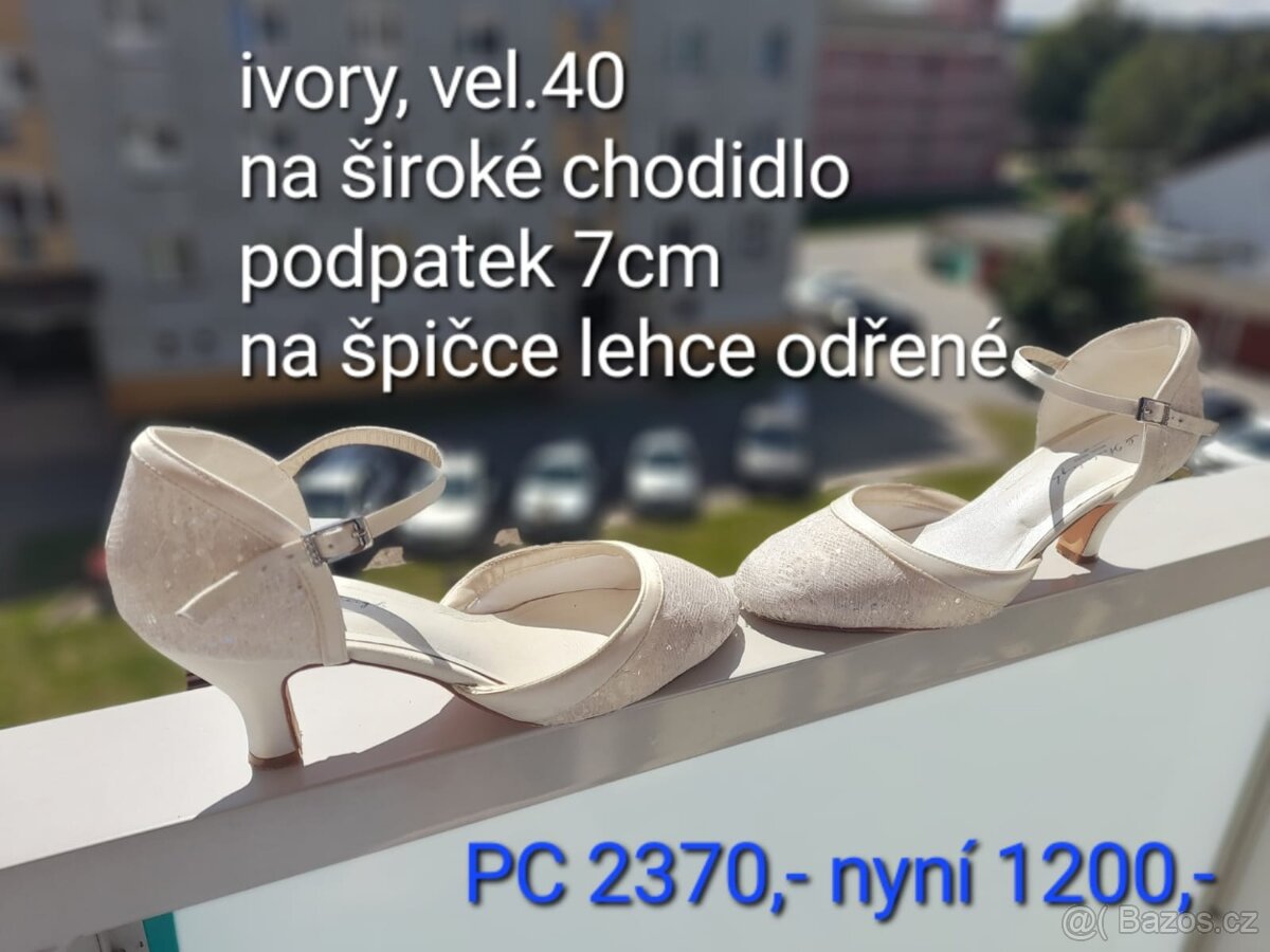 Luxusní svatební boty/střevíce, ivory, vel.40