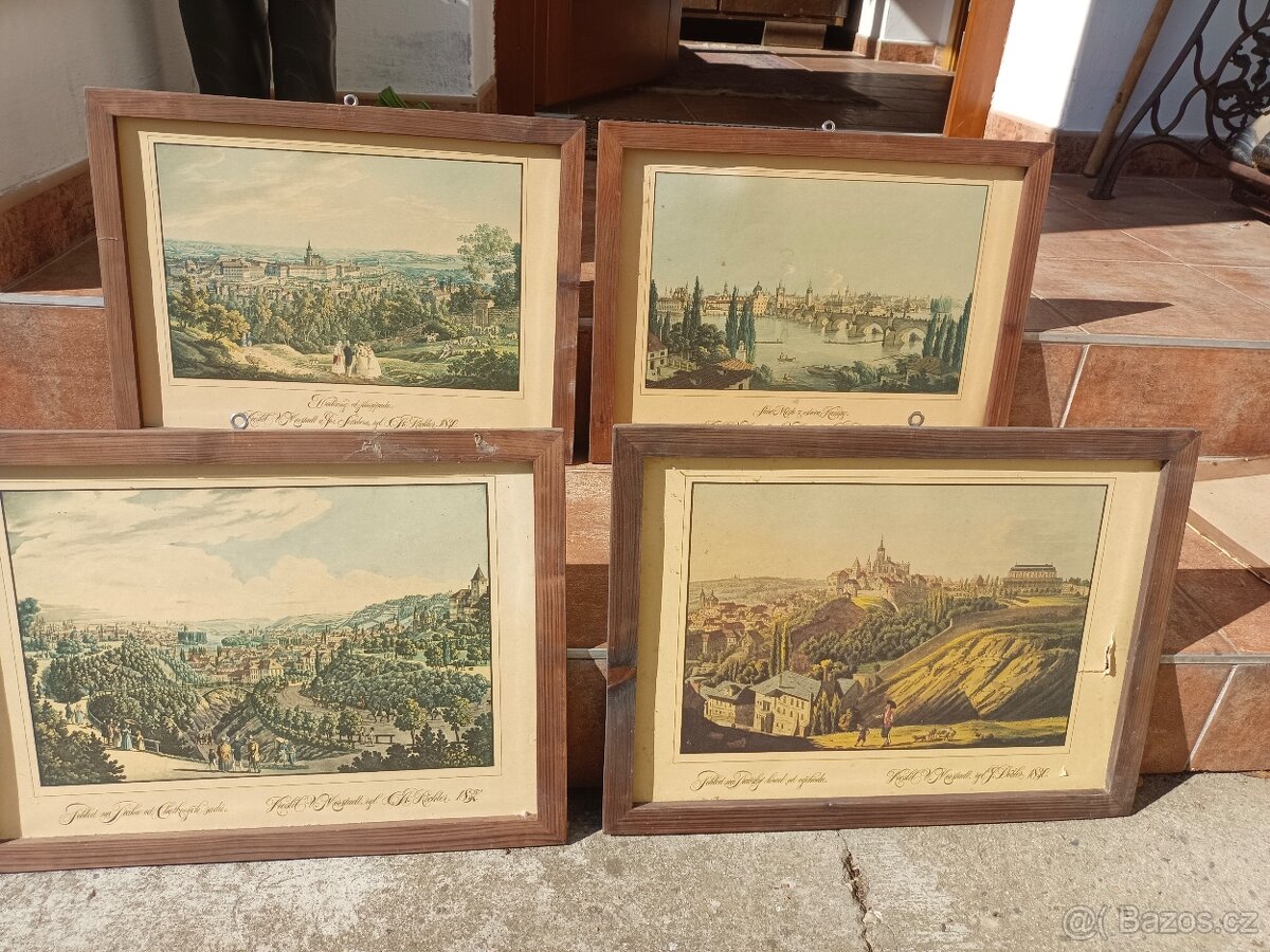 Sada starých obrazů a rámečků – vintage/dekorace