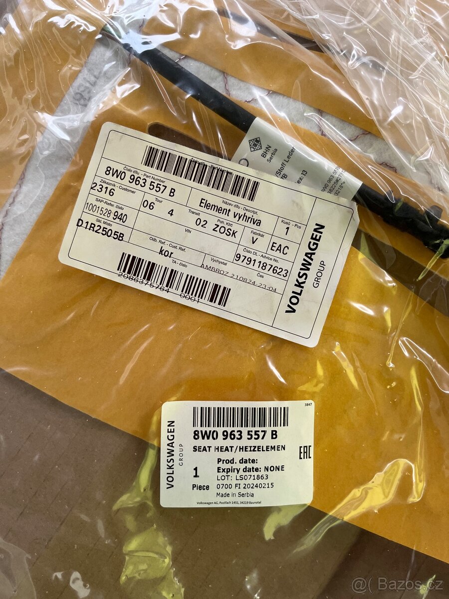 Audi originál element vyhřívání opěrky 8W0 963 557 B