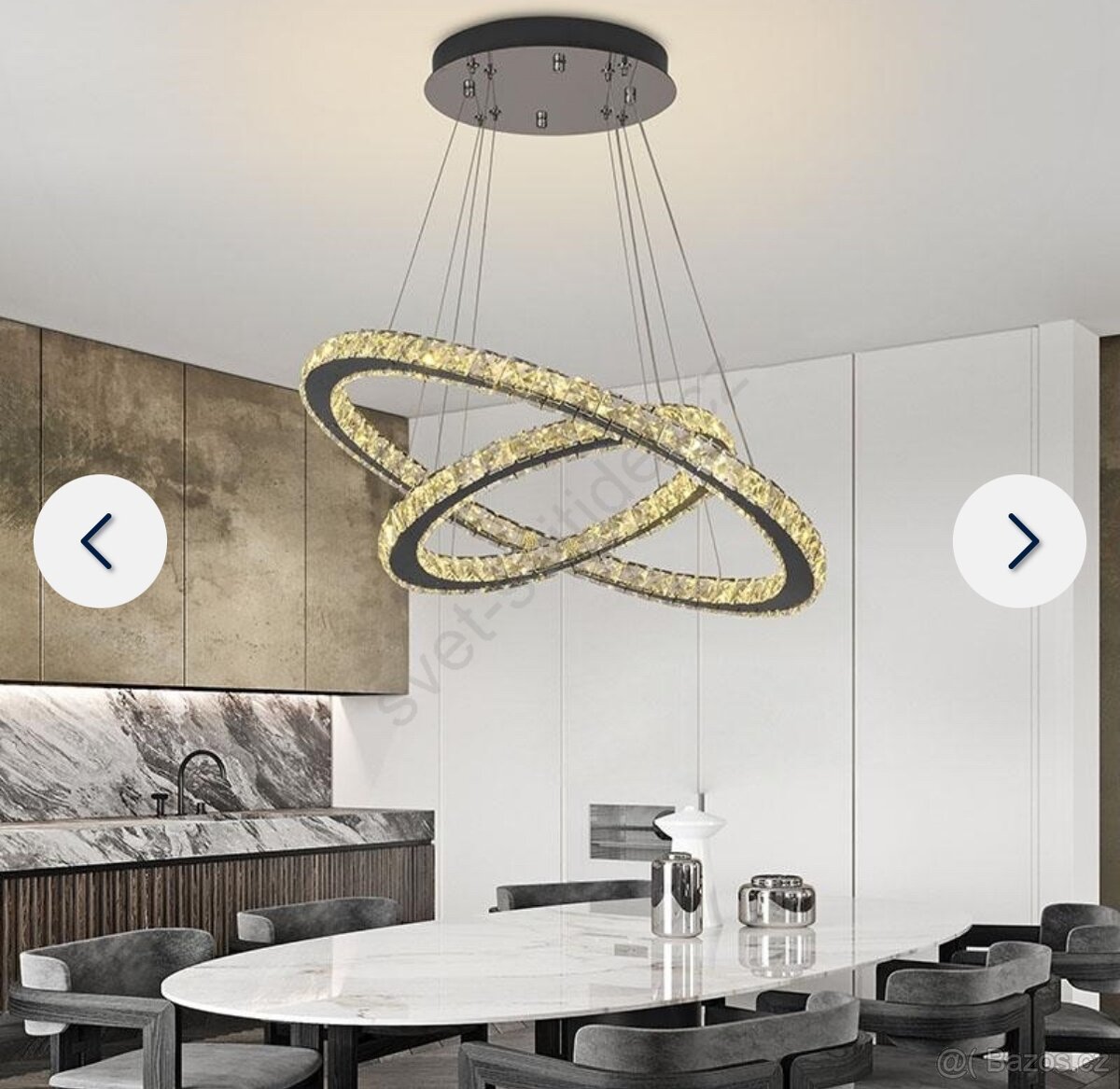 LED Stmívatelný křišťálový lustr na lanku LED