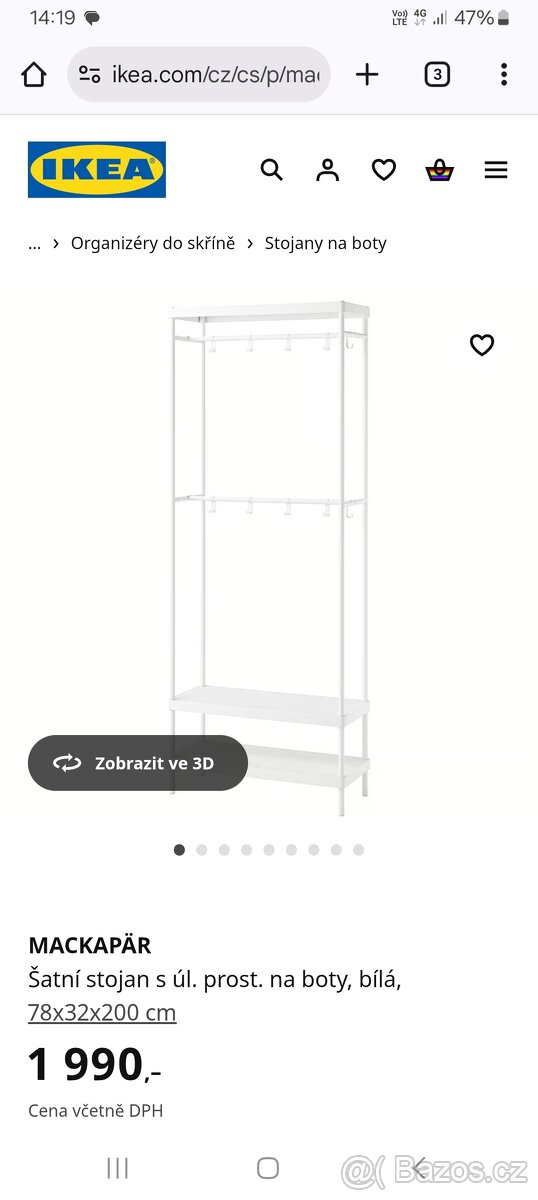 Šatní stojan na ramínka