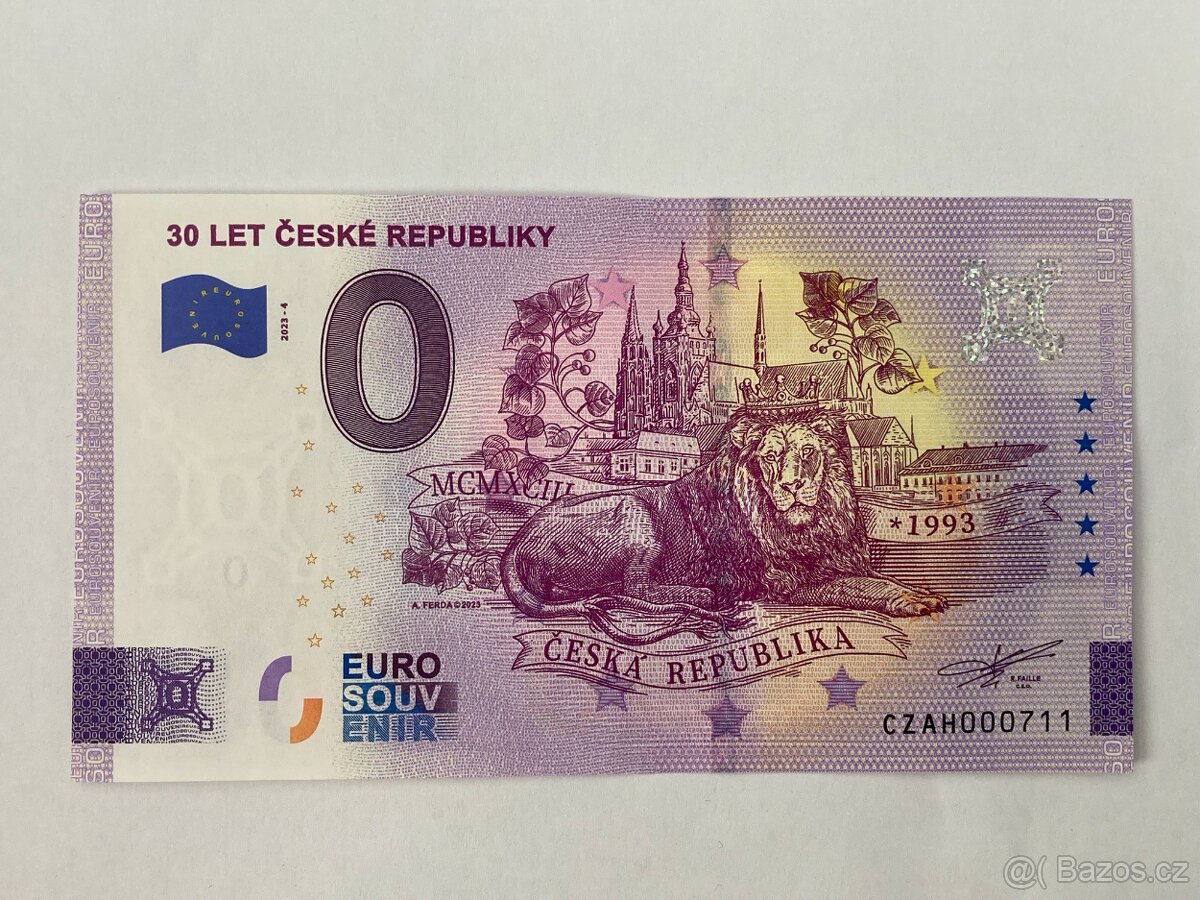 0 Euro Souvenir 30 LET VZNIKU ČESKÉ REPUBLIKY 1993 - 2023