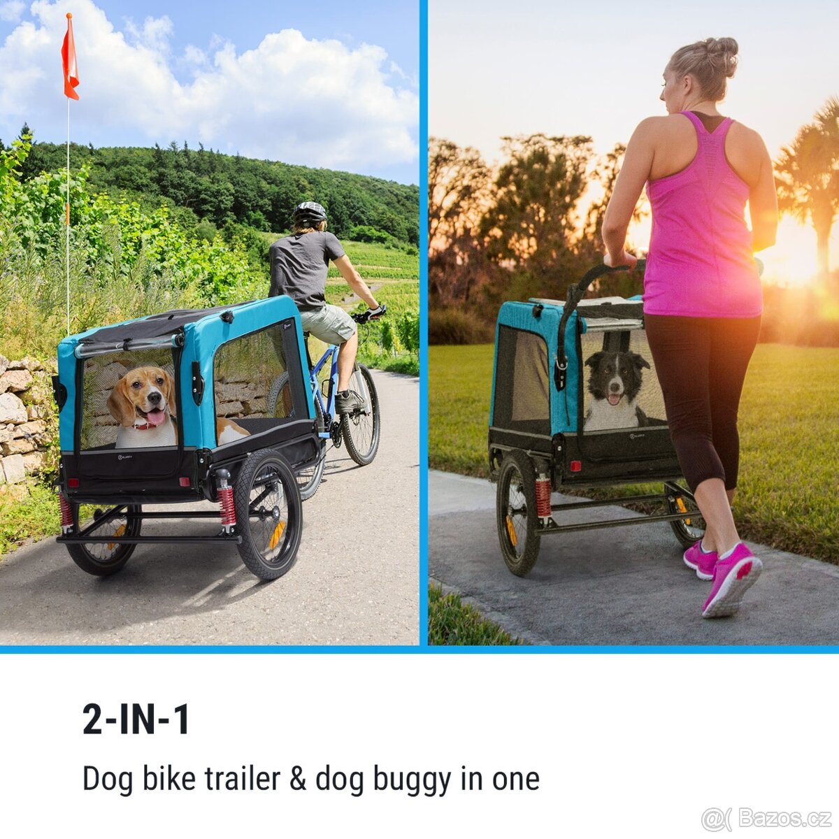 Klarfit Husky Vario přívěs pro psa 2v1 modrý